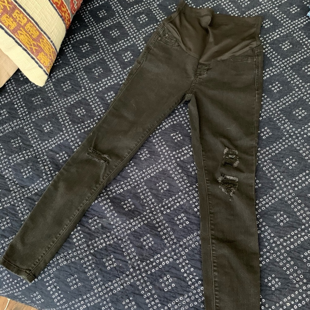Pink blush black maternity jeans